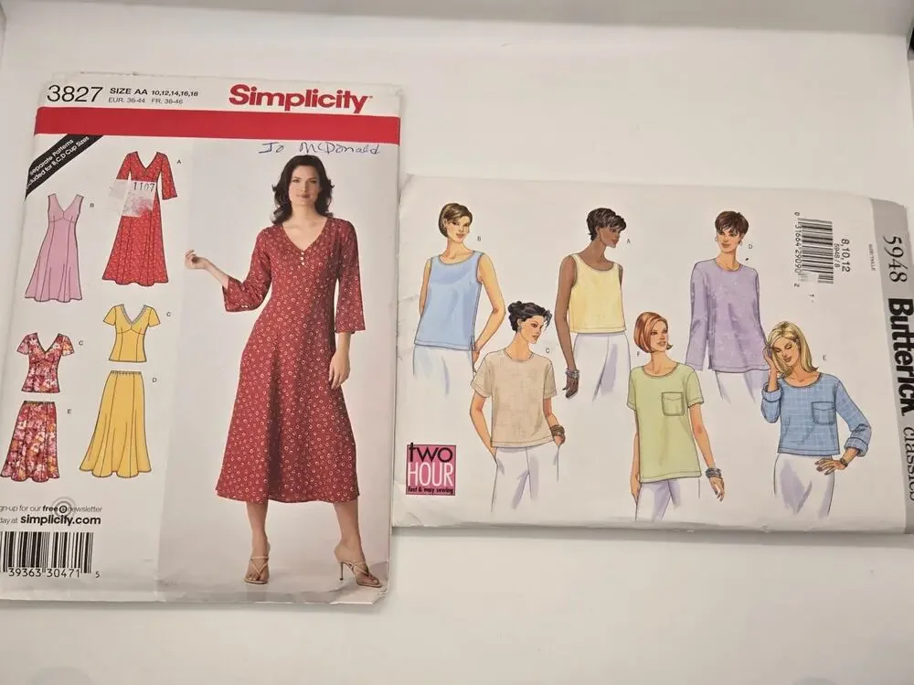 VTG Sewing Patterns Y2K Lot of 2 Butterick 5948 Cut Simplicity 3827 Cut